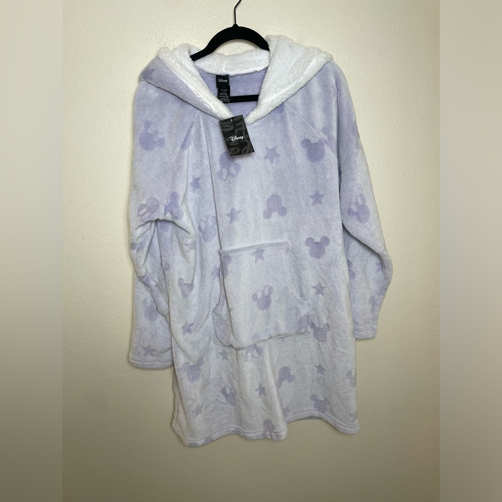NWT Disney Sherpa Hoodie Women's Sleepwear Pullover PJ Fleece Sweater Purple - Picture 2 of 6